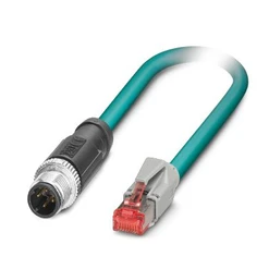 Propoj. síťový kabel, M12/4p 0° M, kod D/ RJ45 0°