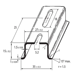 DIN lišta,35×15,děr. 5,2mm,2m