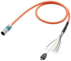 Single cable connection prefabricated, 4G0.75+2x0.5+4x0.2 C, conn M17, lenght 5m