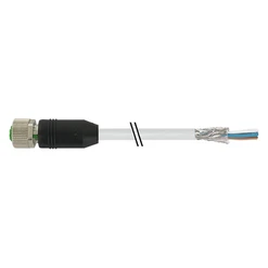 M12 F primy/volny konec, PUR-OB 8x0,25mm2, stineny, sedy, vlecny retez, delka 5,0m