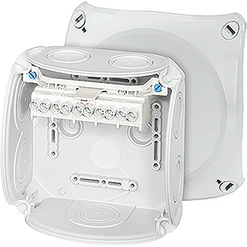 Plastová kabelová rozvodnice ŠxVxH 130x130x77 mm, svorkovnice 2,5-6 mm2,elastické membrány,IP66