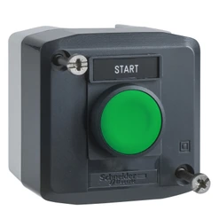 Skříň XAL 1 tlačítko zelené, kont. 1S, štítek "START"