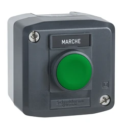 Skříň XAL 1 tlačítko zelené, kont. 1S, štítek "MARCHE"