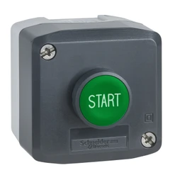 Skříň XAL 1 tlačítko zelené, kont. 1S, štítek "START"
